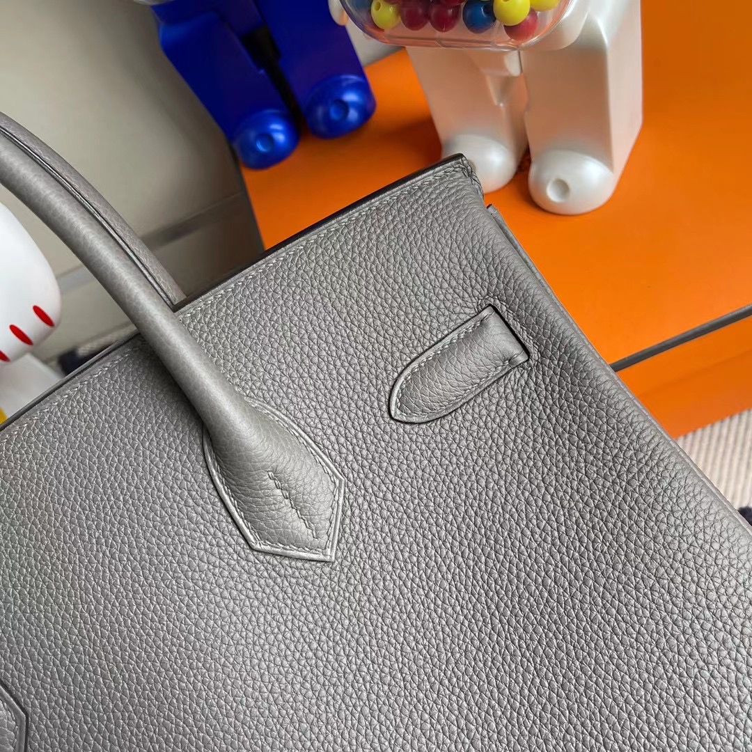 Hermes Birkin 30cm Togo 8F錫器灰 Etain 全手工蜜蠟線縫製 金扣