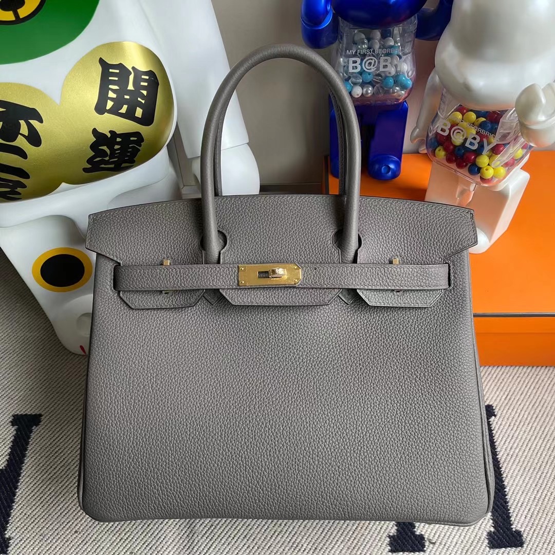 Hermes Birkin 30cm Togo 8F錫器灰 Etain 全手工蜜蠟線縫製 金扣