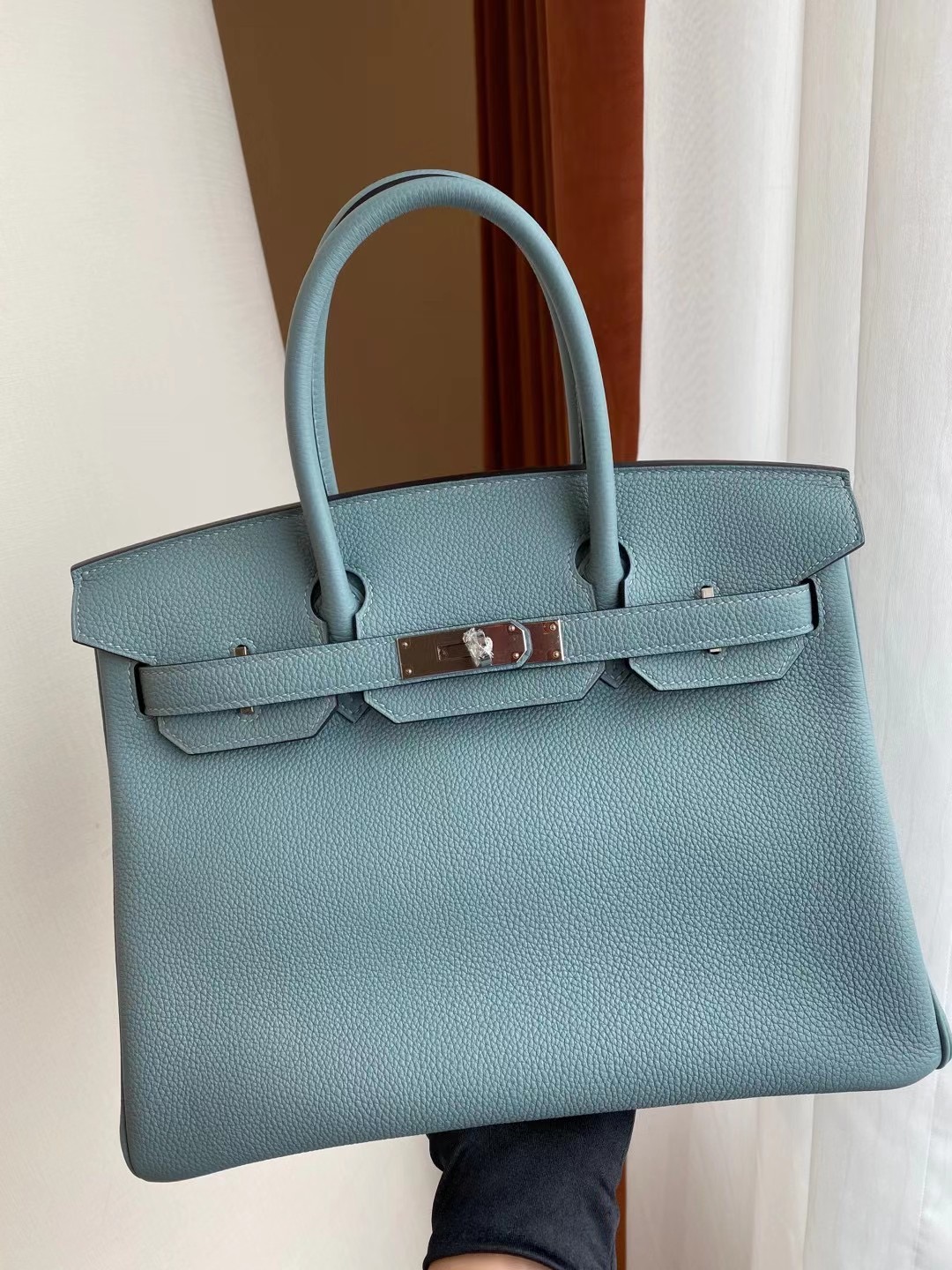 香港沙田區愛馬仕鉑金包 Hermes Birkin 30cm Togo 7G Ciel 天青色 銀扣