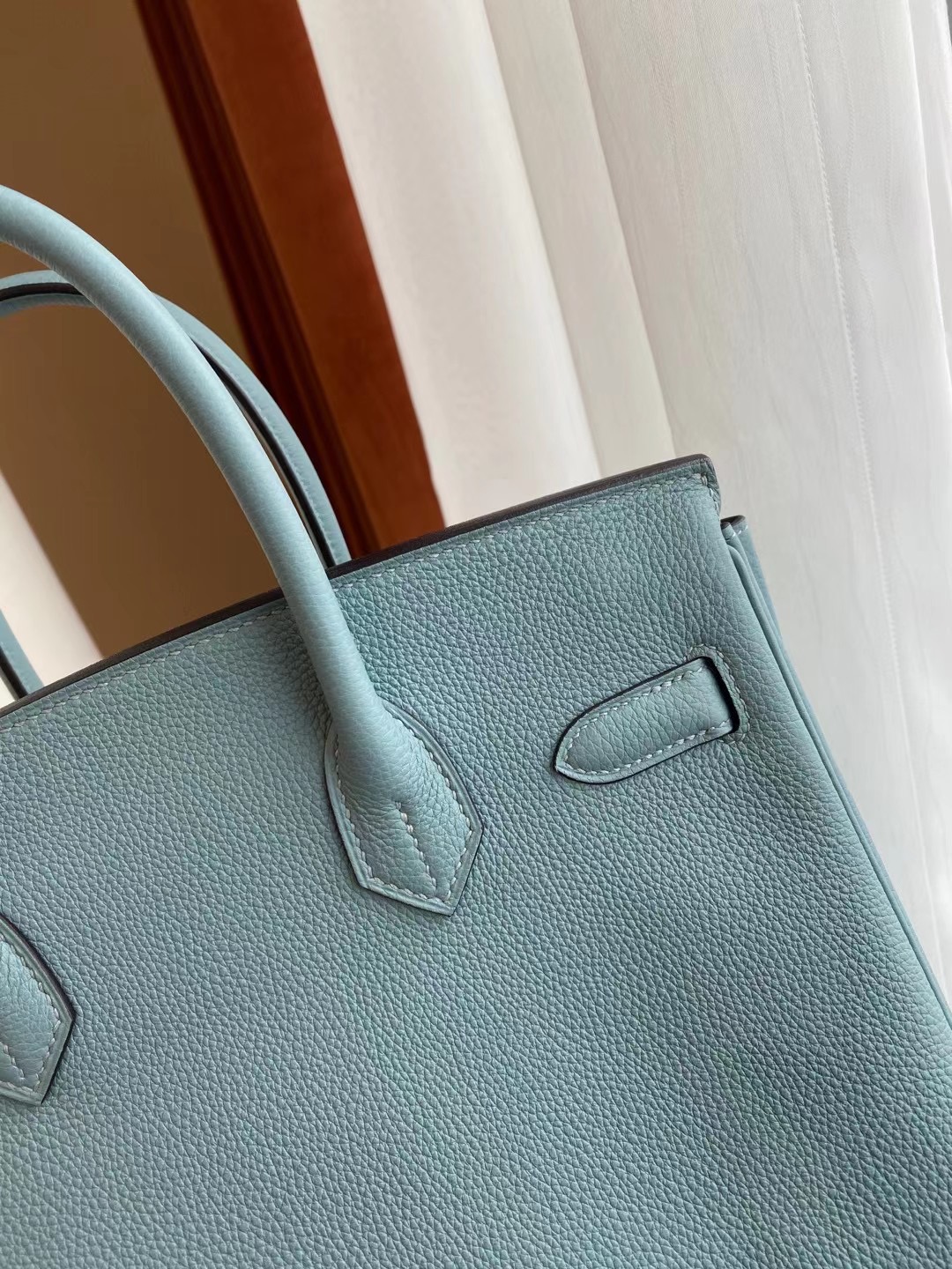 香港沙田區愛馬仕鉑金包 Hermes Birkin 30cm Togo 7G Ciel 天青色 銀扣