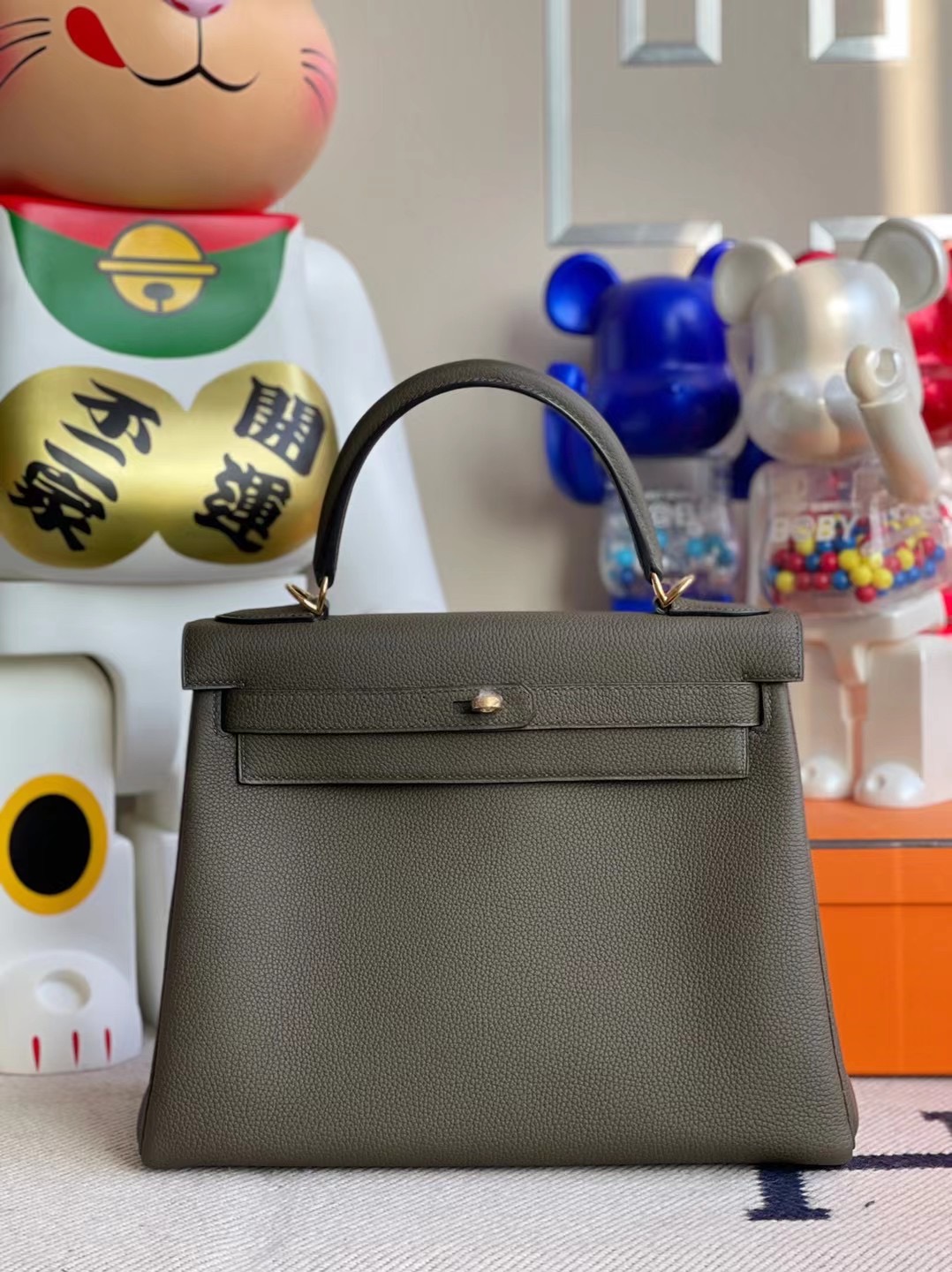 香港元朗區天水圍愛馬仕凱莉包 Hermes Kelly 25cm Togo G8 Vert Maquis 深橄欖綠