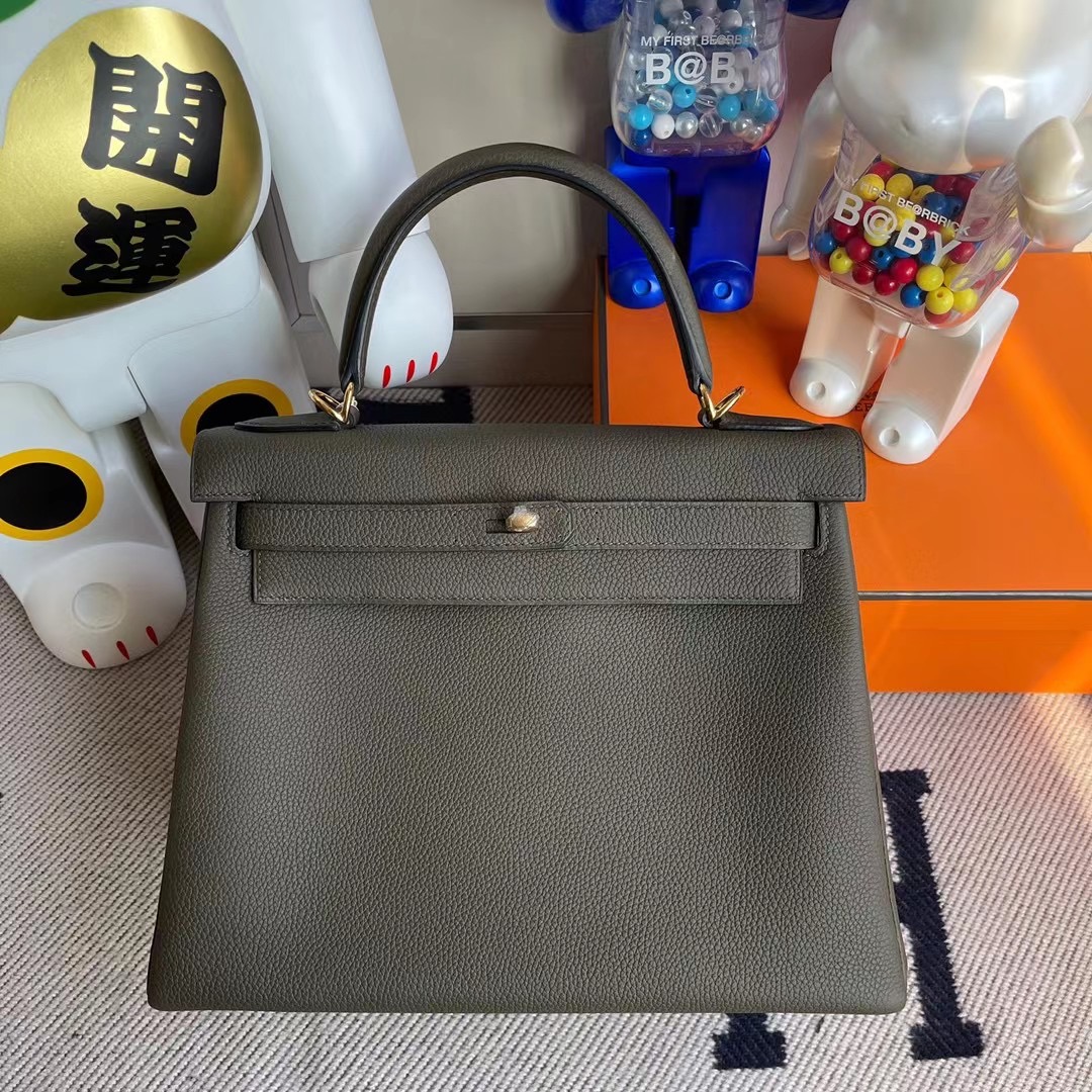 香港元朗區天水圍愛馬仕凱莉包 Hermes Kelly 25cm Togo G8 Vert Maquis 深橄欖綠