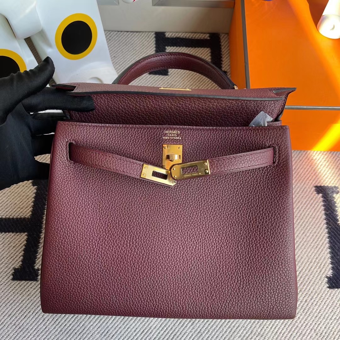 香港西貢區清水灣 愛馬仕凱莉包 Hermes Kelly 25cm Togo 57 Bordeaux 波爾多酒紅