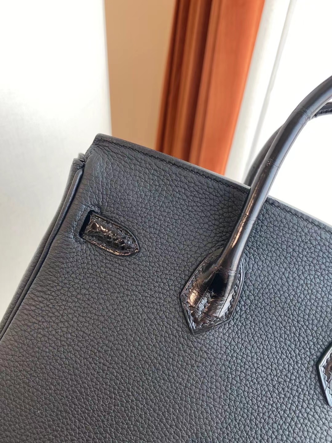 香港西貢區調景嶺 愛馬仕鉑金包 Hermes Birkin 25cm Touch Togo/尼羅鱷魚黑色 銀扣