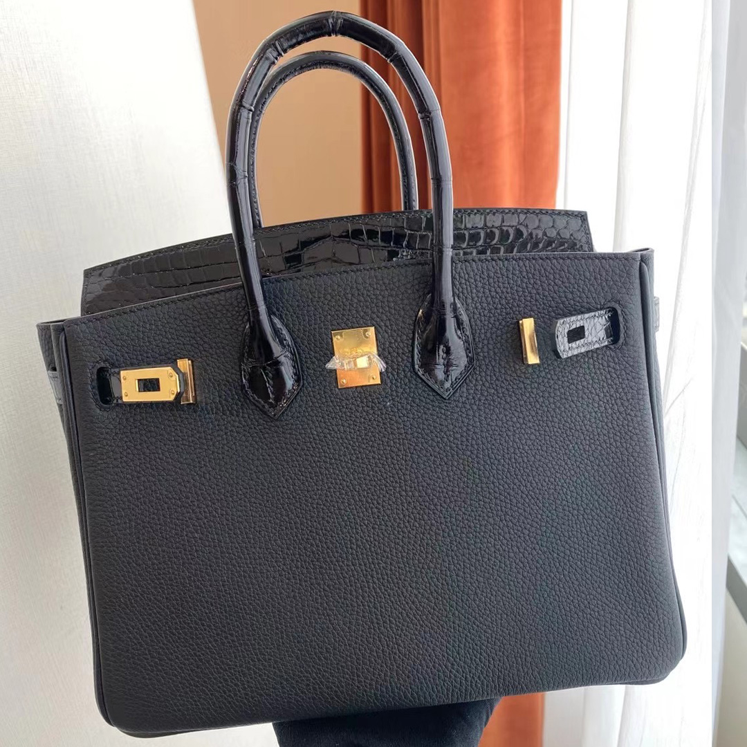 香港西貢區將軍澳 Hermes Birkin 25cm Touch Togo/尼羅鱷魚 89 Noir 黑色 金扣