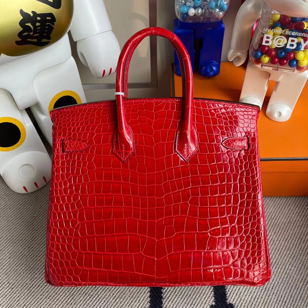 香港西貢區清水灣 愛馬仕鉑金包 Hermes Birkin 25cm 亮面倒V 澳洲灣鱷 CC95 Braise 法拉利紅