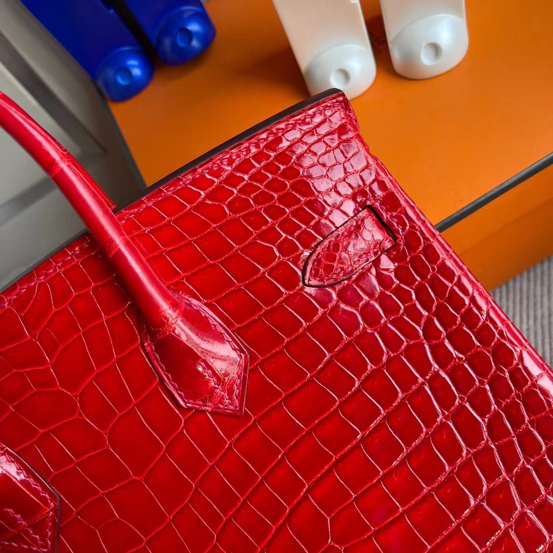 香港西貢區清水灣 愛馬仕鉑金包 Hermes Birkin 25cm 亮面倒V 澳洲灣鱷 CC95 Braise 法拉利紅