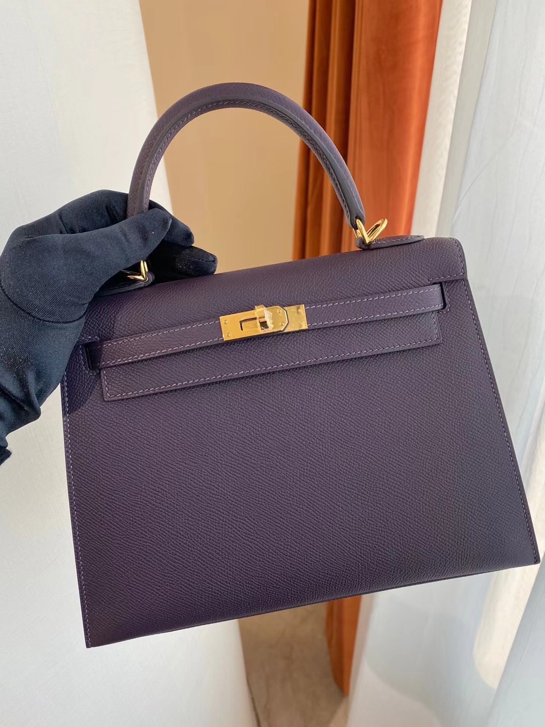 愛馬仕凱莉包 香港專櫃價格  Hermes Kelly 25cm Epsom CC59 Raisin 葡萄紫 金扣