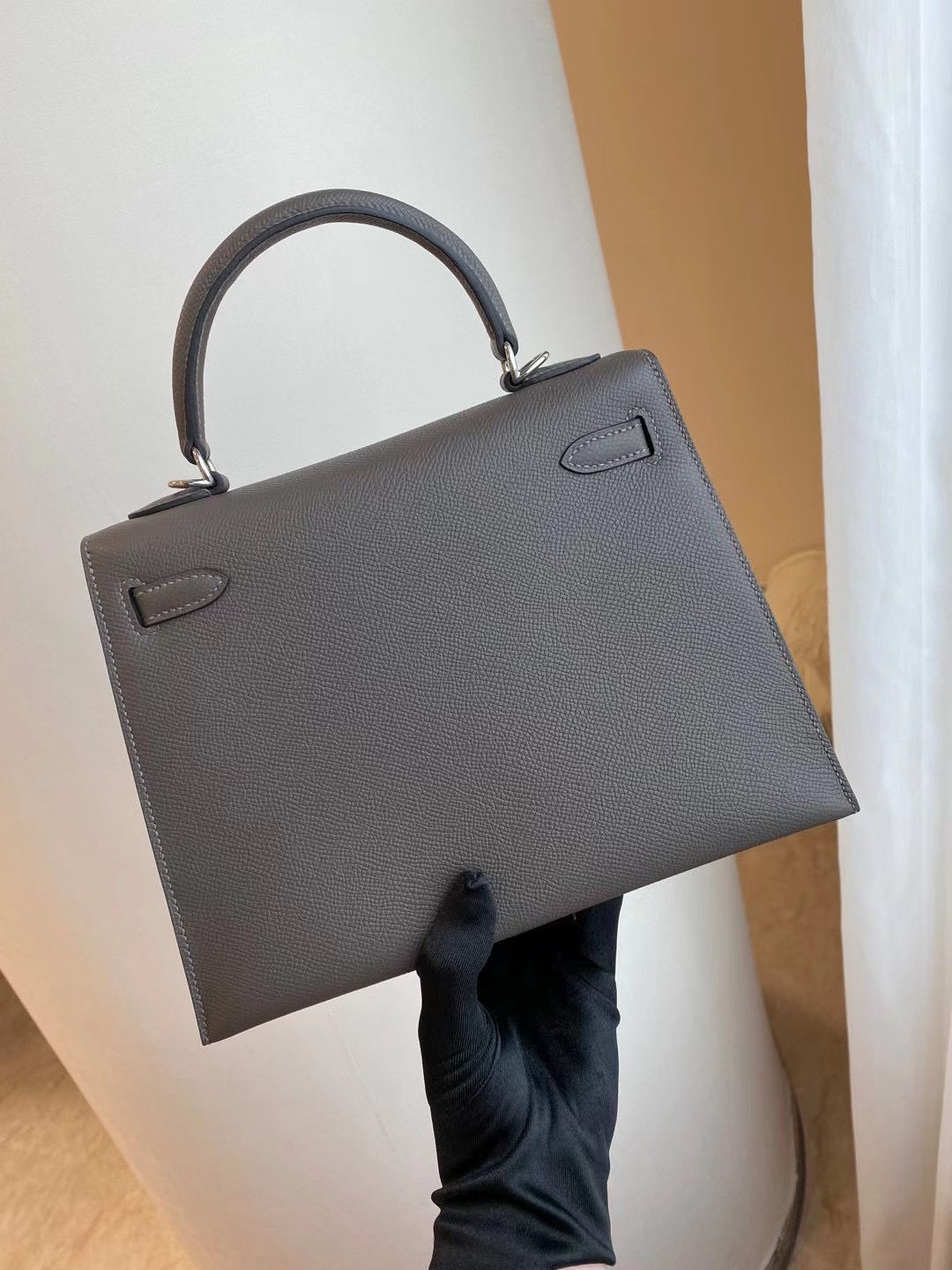 愛馬仕凱莉包 Hong Kong Hermes Kelly 25cm Epsom 8F 錫器灰 Etain 银扣