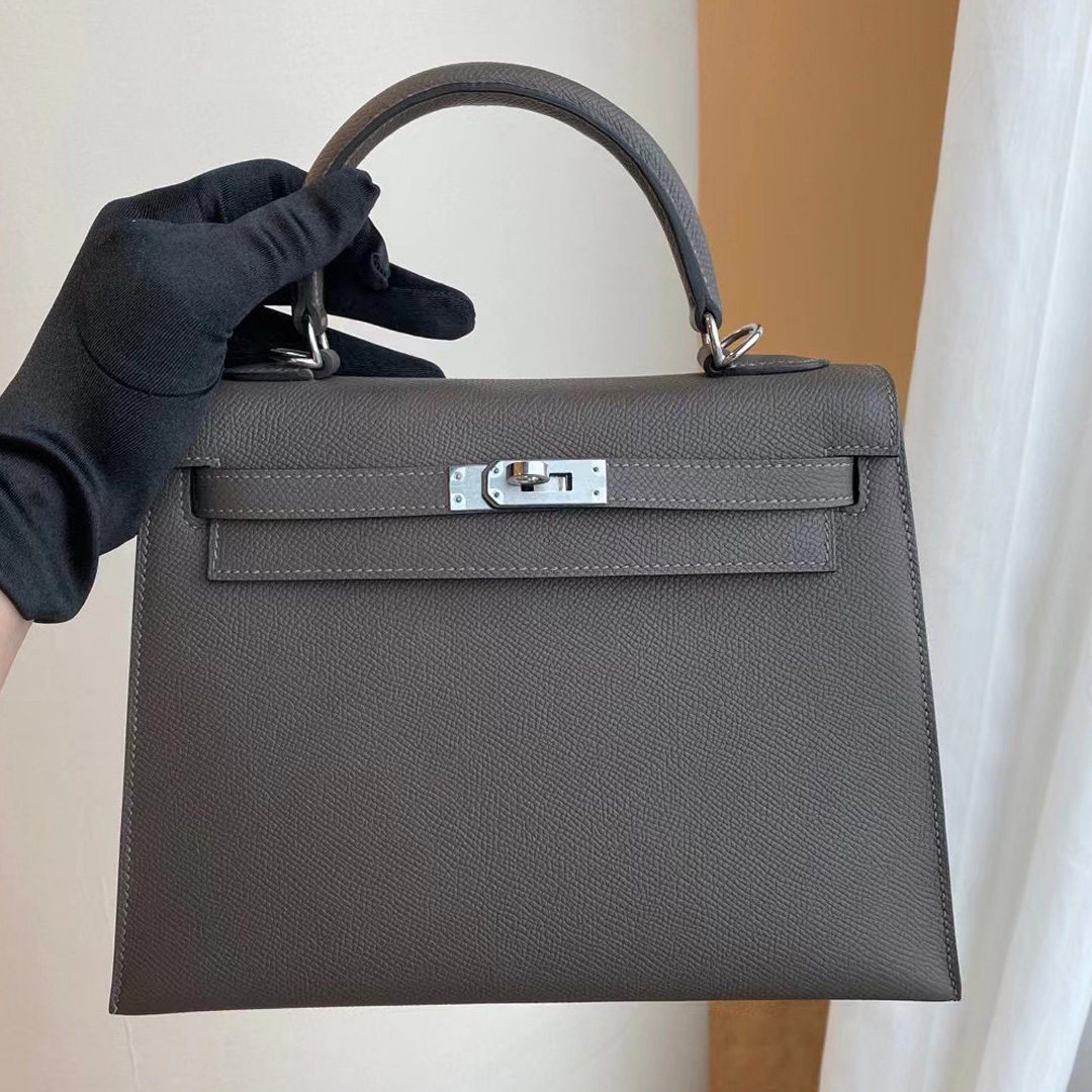 愛馬仕凱莉包 Hong Kong Hermes Kelly 25cm Epsom 8F 錫器灰 Etain 银扣