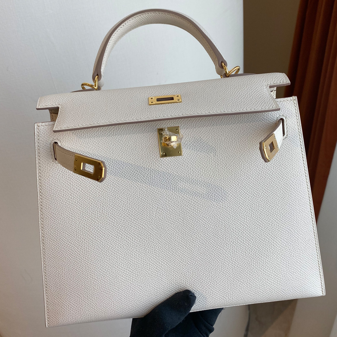 香港深水埗區荔枝角 Hermes Kelly 25cm Epsom CK10 Craie 奶昔白 金扣