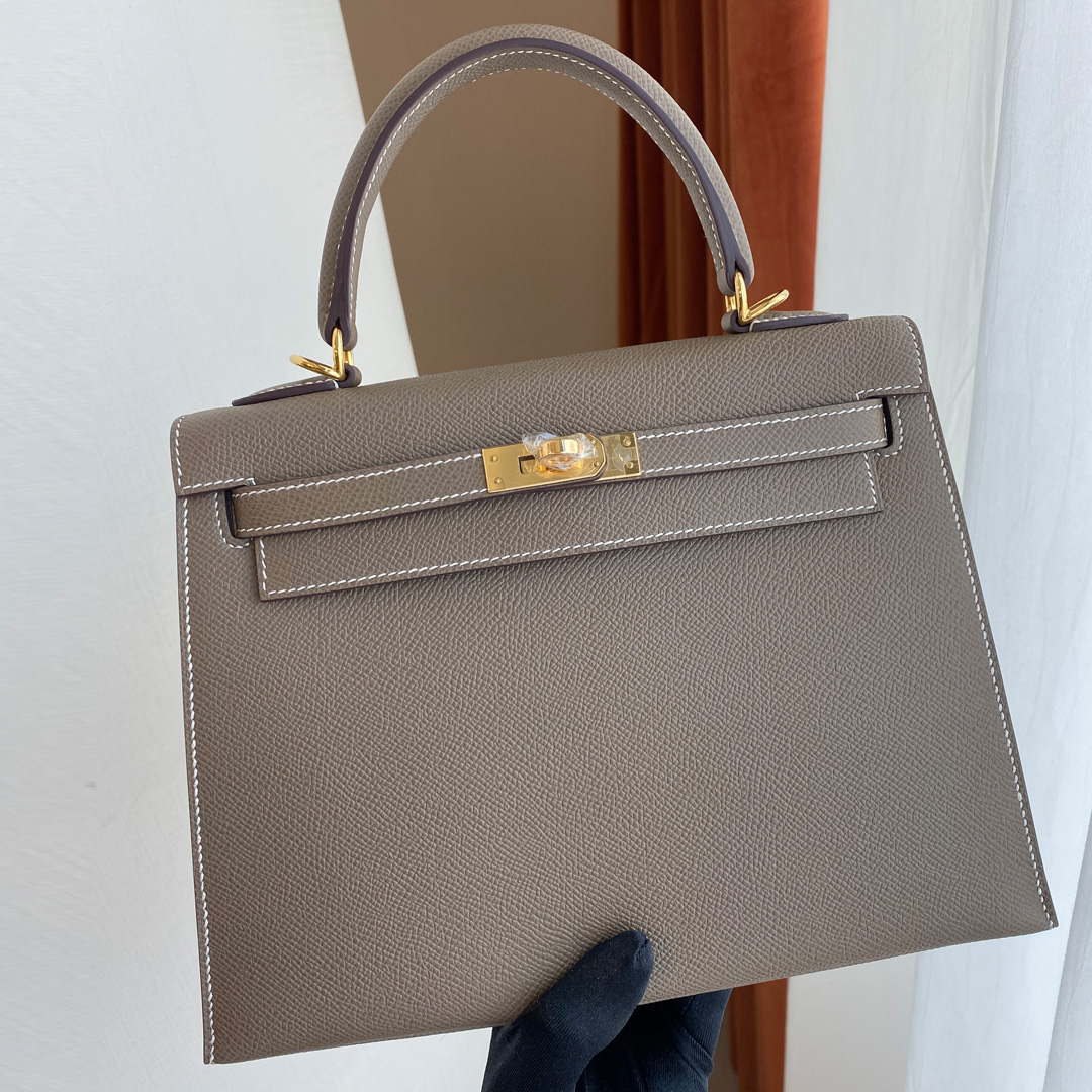 愛馬仕凱莉包 香港西貢區將軍澳 Hermes Kelly 25cm Epsom CC18 Etoupe 大象灰 金扣