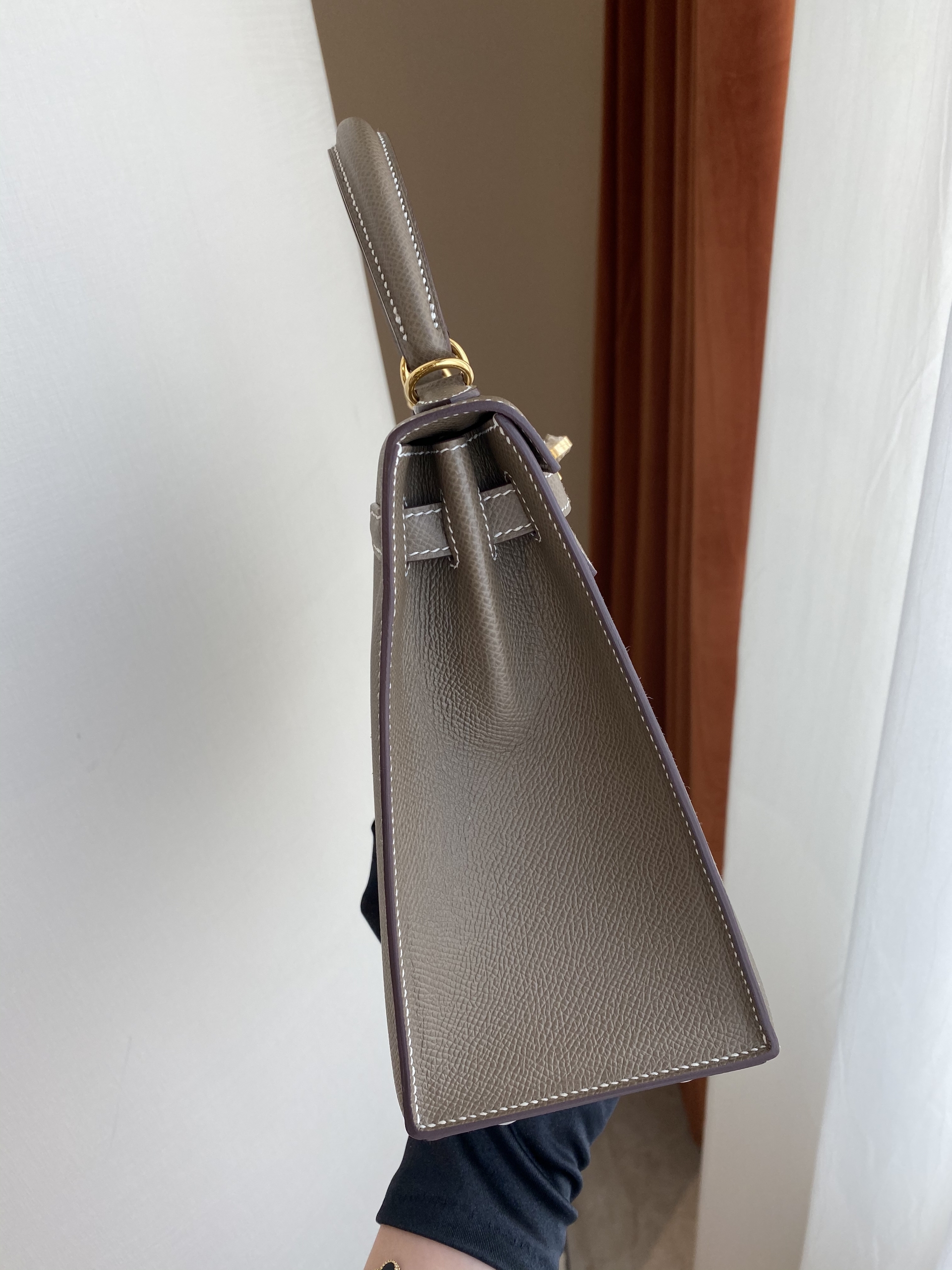 愛馬仕凱莉包 香港西貢區將軍澳 Hermes Kelly 25cm Epsom CC18 Etoupe 大象灰 金扣