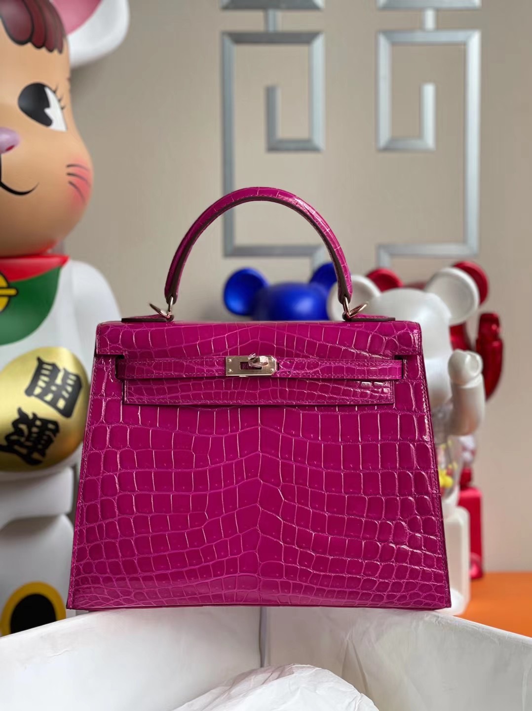 Hermes Kelly 25cm 亮面尼羅鱷魚 J5 Rose Sheheraradez 天方夜譚粉紫