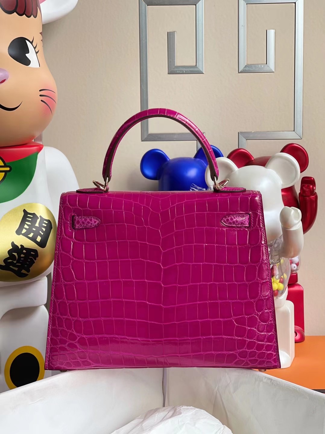 Hermes Kelly 25cm 亮面尼羅鱷魚 J5 Rose Sheheraradez 天方夜譚粉紫