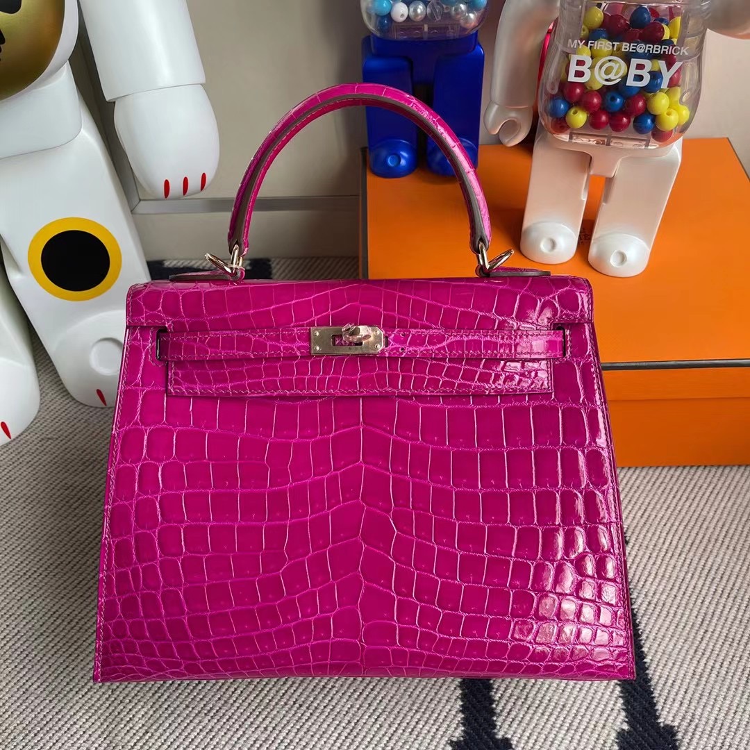 Hermes Kelly 25cm 亮面尼羅鱷魚 J5 Rose Sheheraradez 天方夜譚粉紫