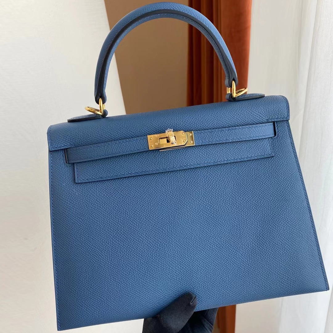 Hong Kong Hermes Kelly 25cm Epsom R2 Blue agate 瑪瑙藍 金扣