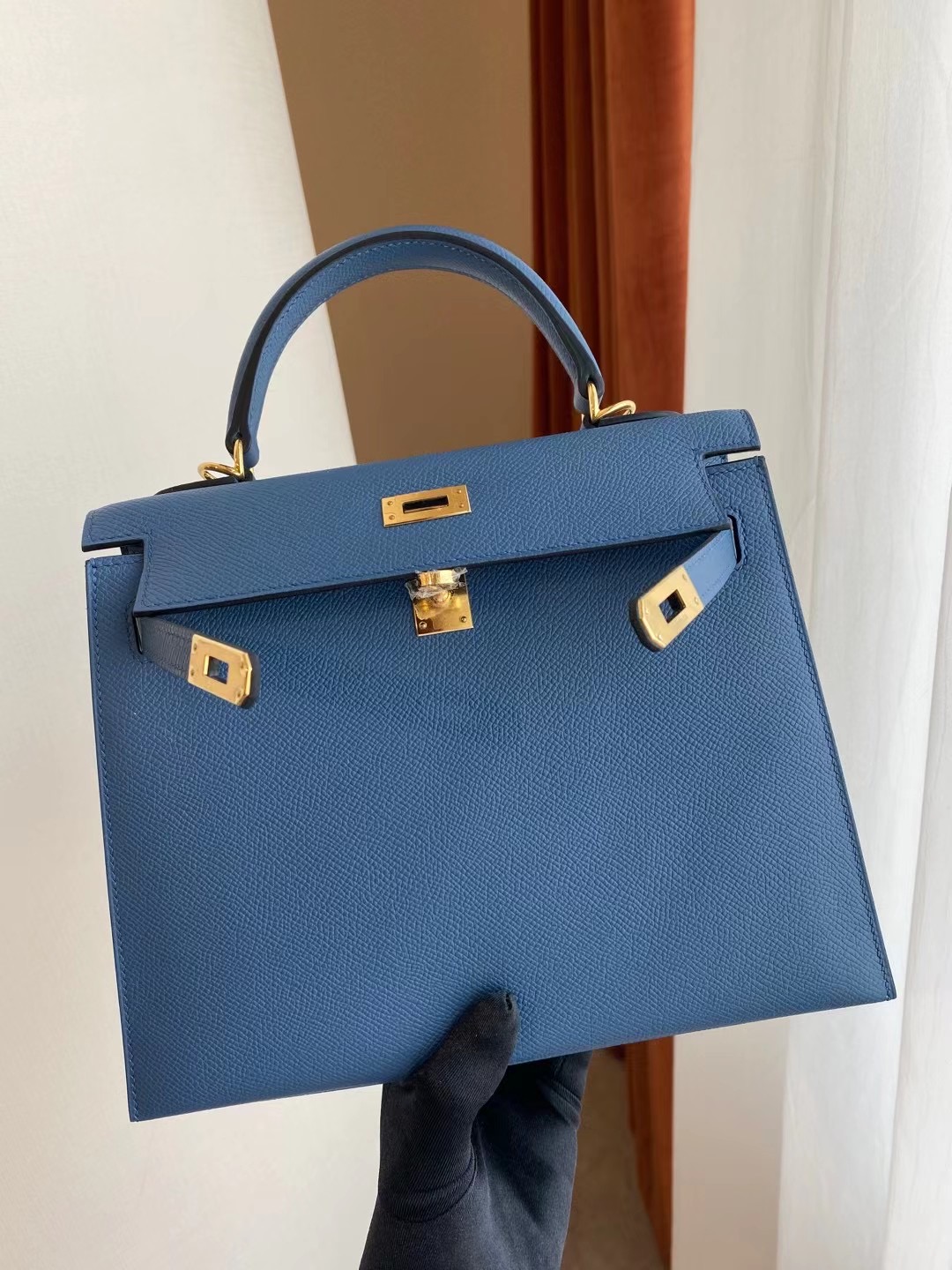 Hong Kong Hermes Kelly 25cm Epsom R2 Blue agate 瑪瑙藍 金扣