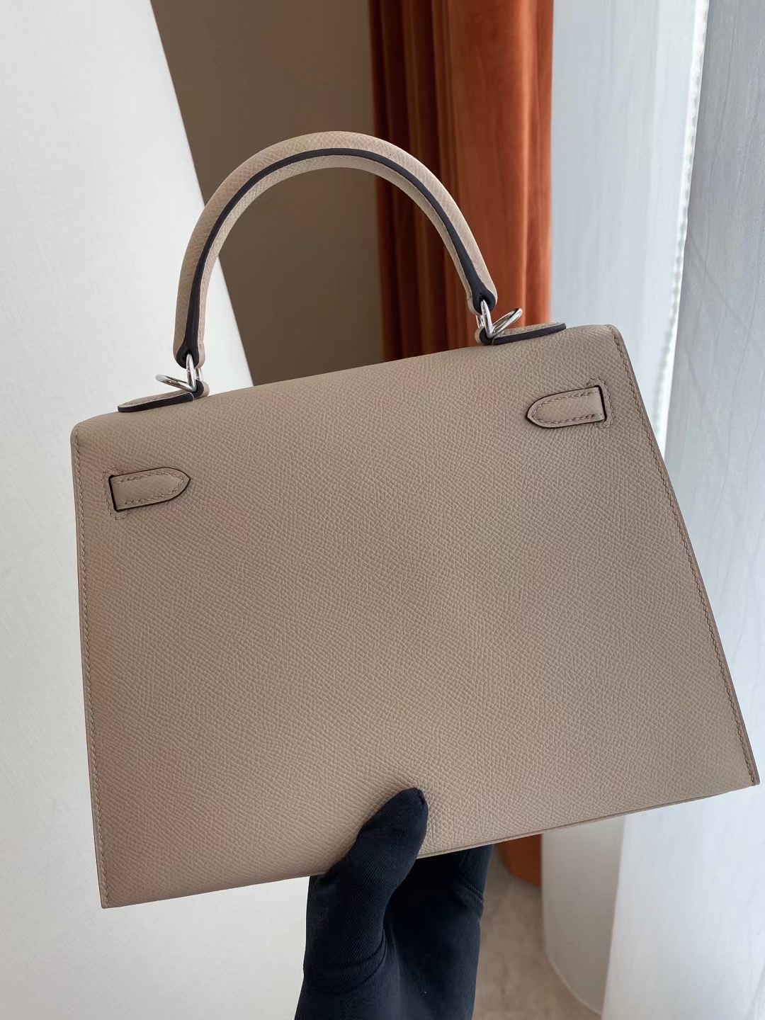 Hong Kong Hermes Kelly 25cm Epsom S2 風衣灰 Trench 銀扣 全手工縫製蜜蠟線縫製