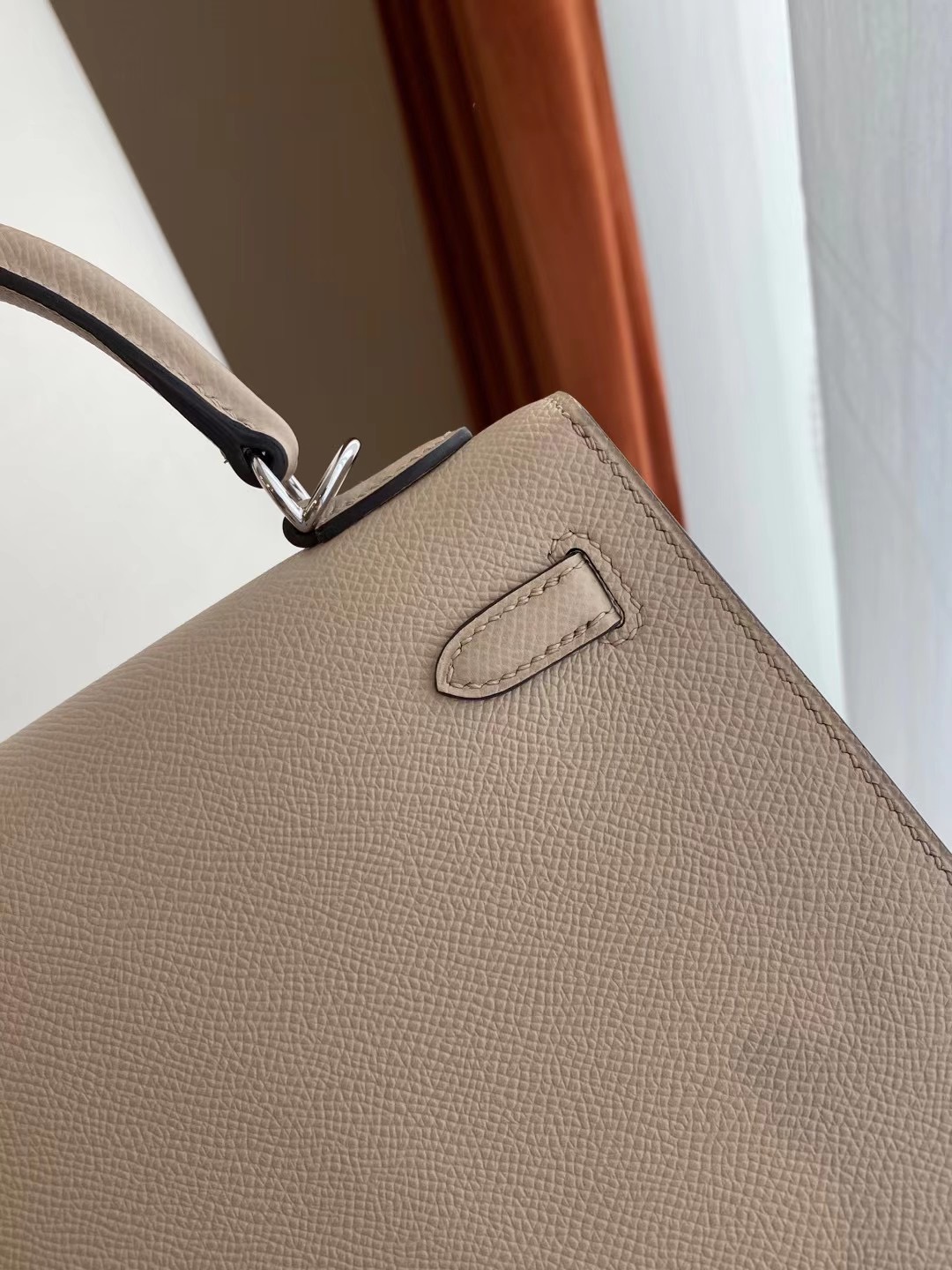 Hong Kong Hermes Kelly 25cm Epsom S2 風衣灰 Trench 銀扣 全手工縫製蜜蠟線縫製