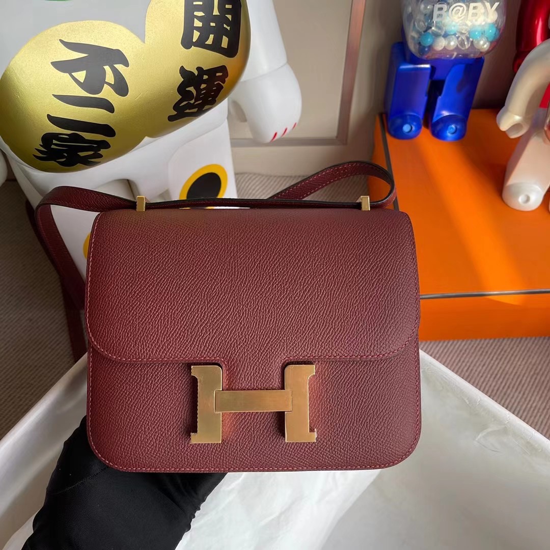 USA Hermes Constance 19cm Epsom CC55 Rouge H 愛馬仕紅 金扣