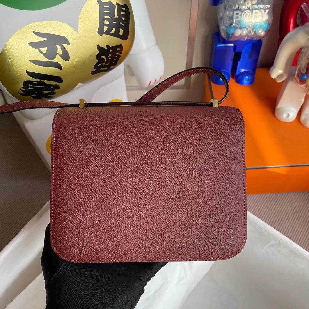 USA Hermes Constance 19cm Epsom CC55 Rouge H 愛馬仕紅 金扣