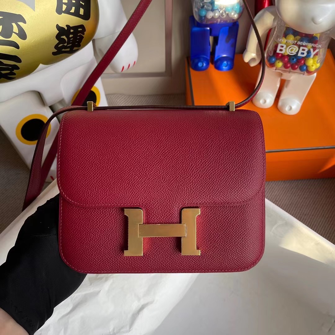 USA Hermes Constance 19cm Epsom K1 Rouge Grenat 石榴紅 金扣