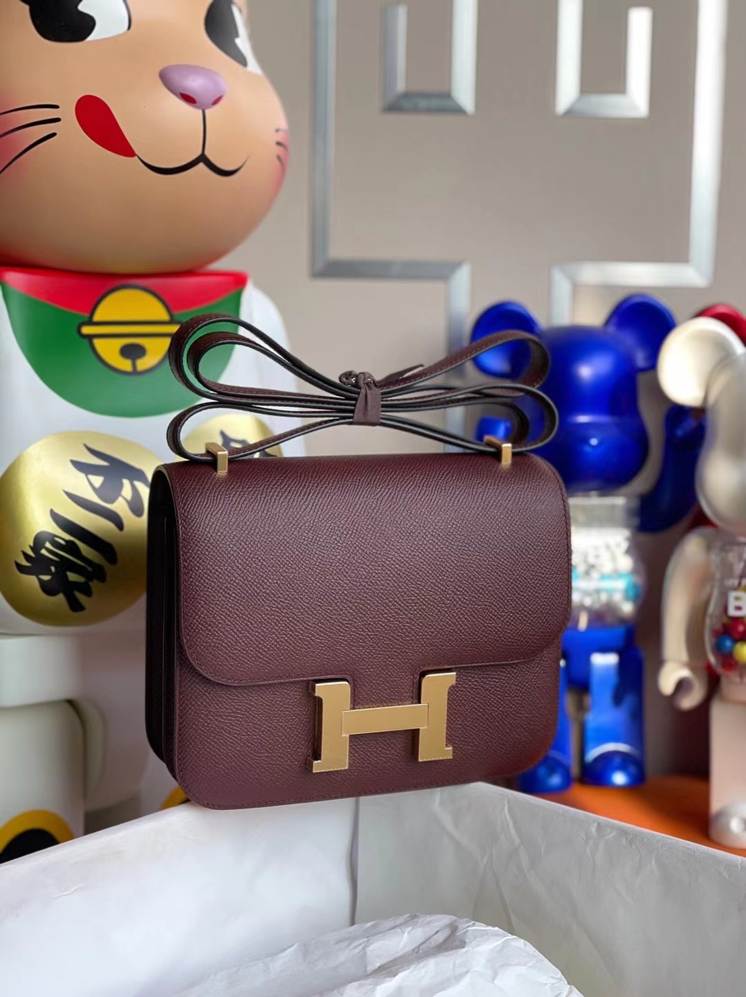 New York USA Hermes Constance 19cm Epsom 57 Bordeaux 波爾多酒紅