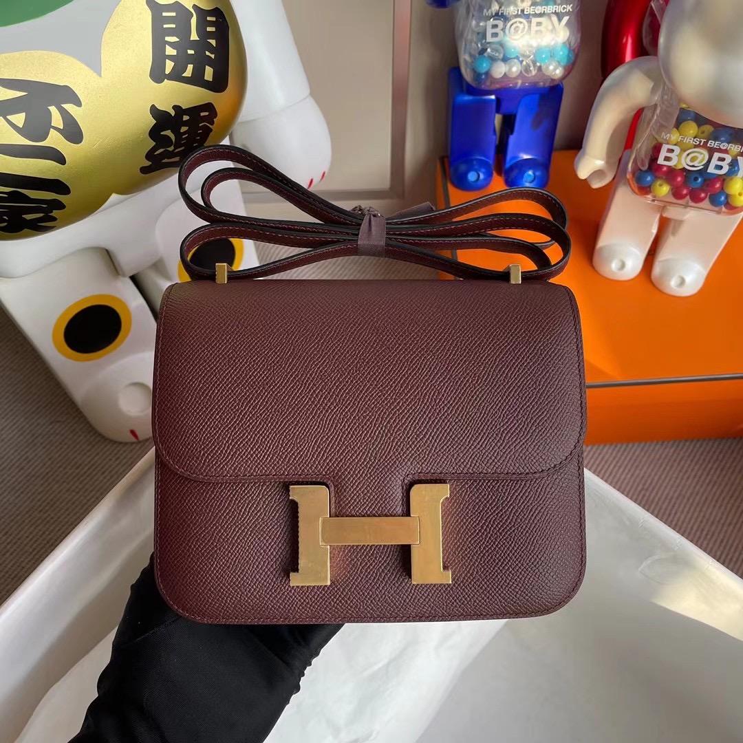 New York USA Hermes Constance 19cm Epsom 57 Bordeaux 波爾多酒紅