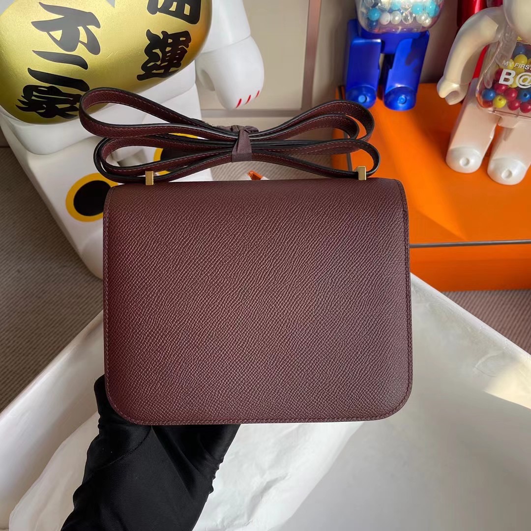 New York USA Hermes Constance 19cm Epsom 57 Bordeaux 波爾多酒紅