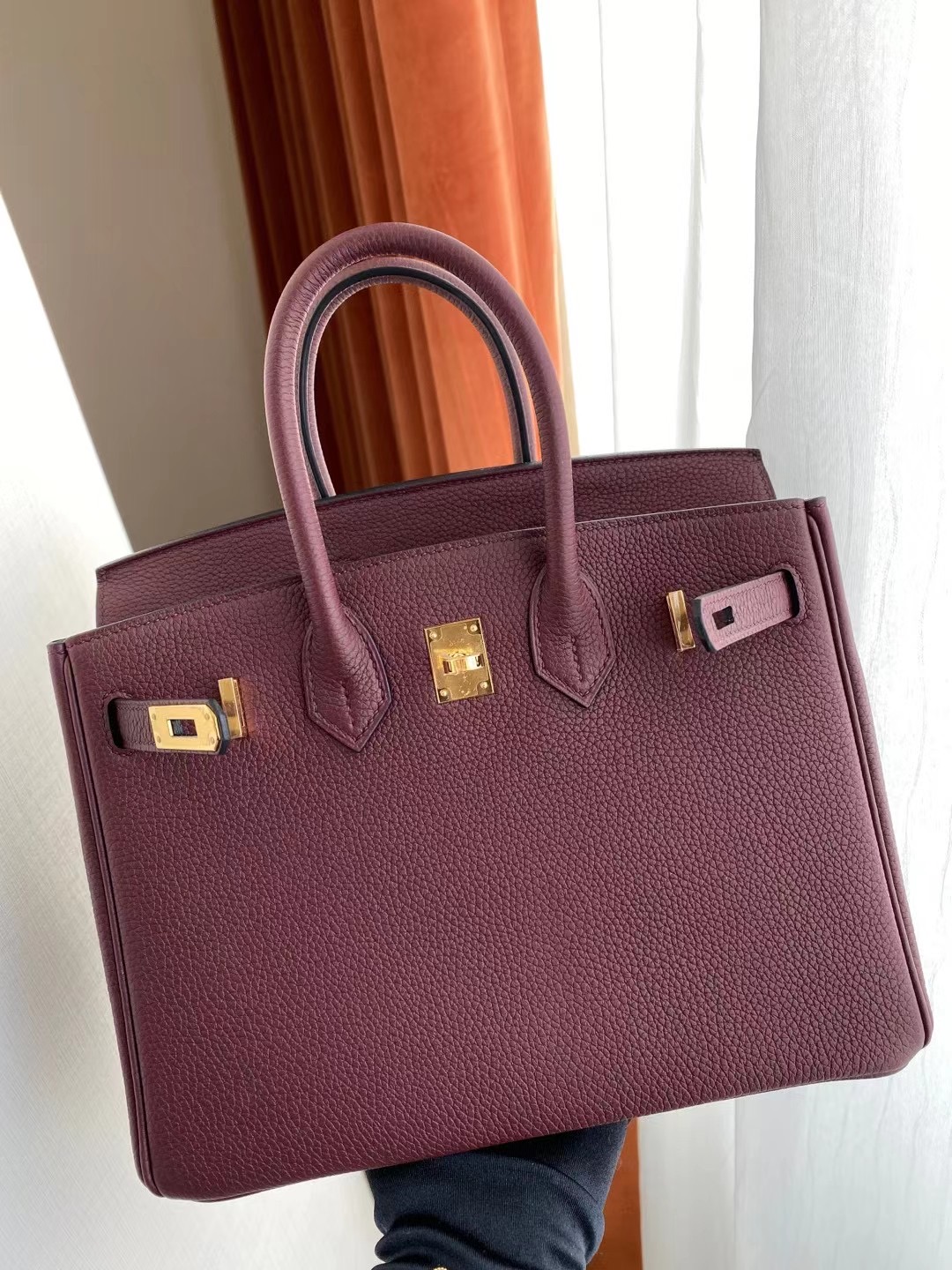 Hong Kong Hermes Birkin 25cm Togo 57 波爾多酒紅 Bordeaux 金扣