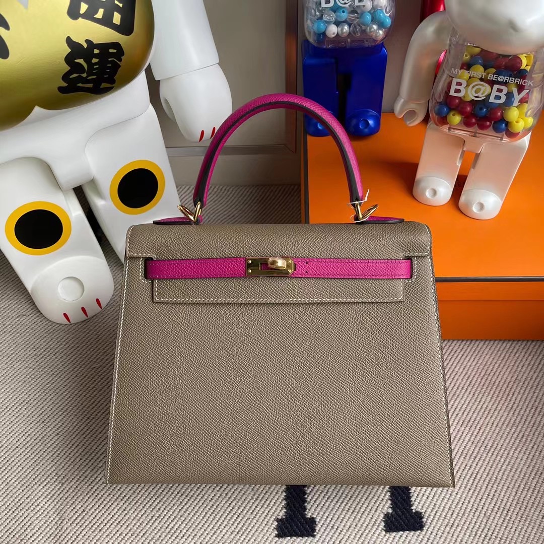 Hermes Kelly 25cm Epsom HSS 18 Etoupe 大象灰 L3 Rose Purple 玫瑰紫 金扣