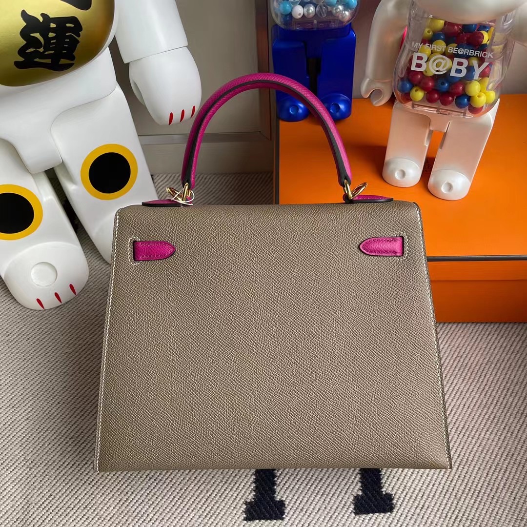 Hermes Kelly 25cm Epsom HSS 18 Etoupe 大象灰 L3 Rose Purple 玫瑰紫 金扣