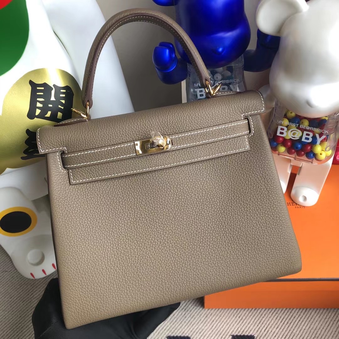 卡塔爾 Qatar Doha Hermes Kelly 25cm Togo 18 Etoupe 大象灰 全手工縫製 金扣