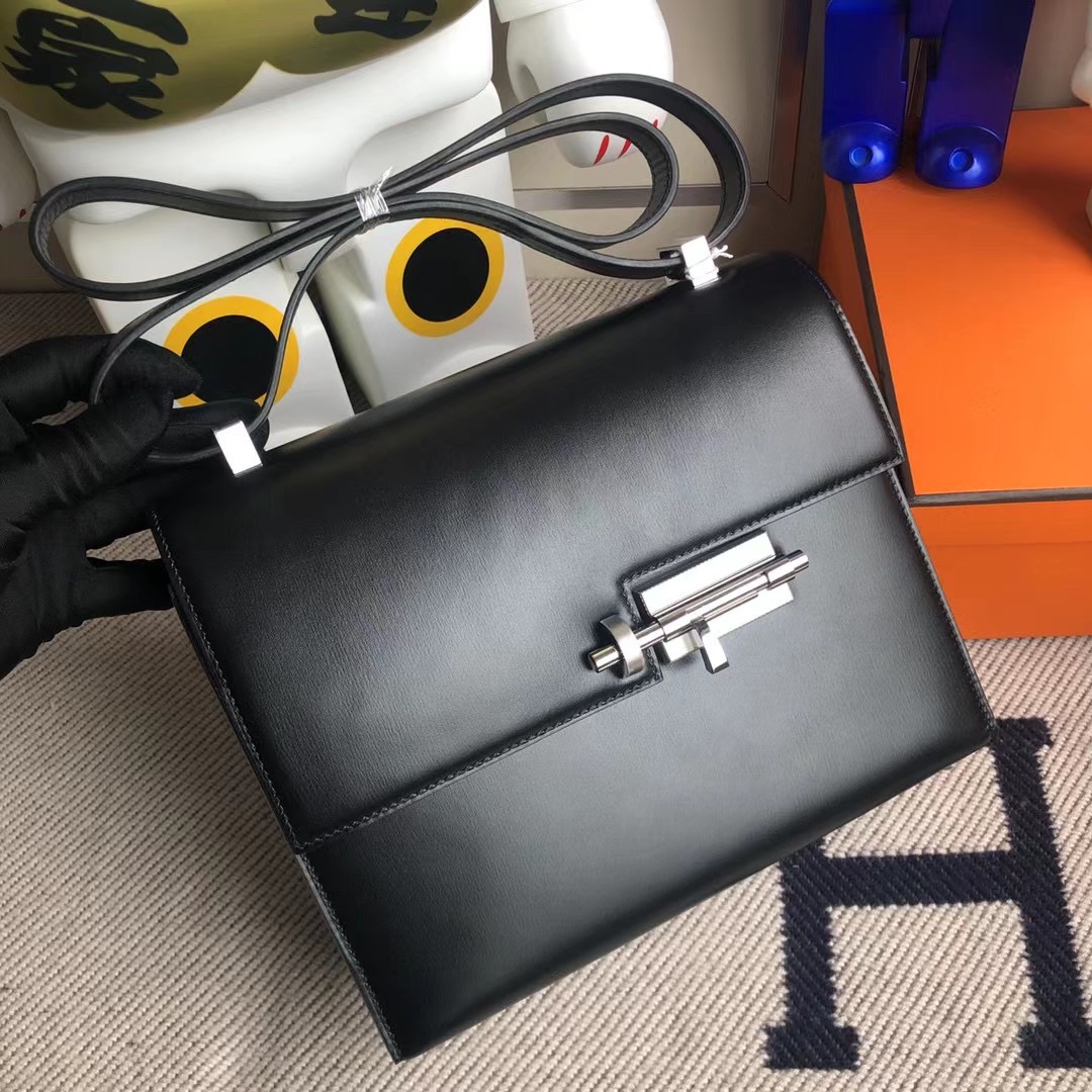 Hermes Verrou 21cm Box calfskin CK89 Noir 黑色 全手工縫製 銀扣