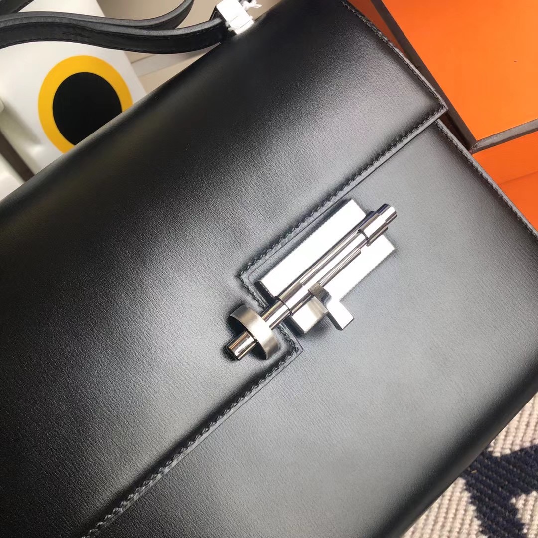 Hermes Verrou 21cm Box calfskin CK89 Noir 黑色 全手工縫製 銀扣