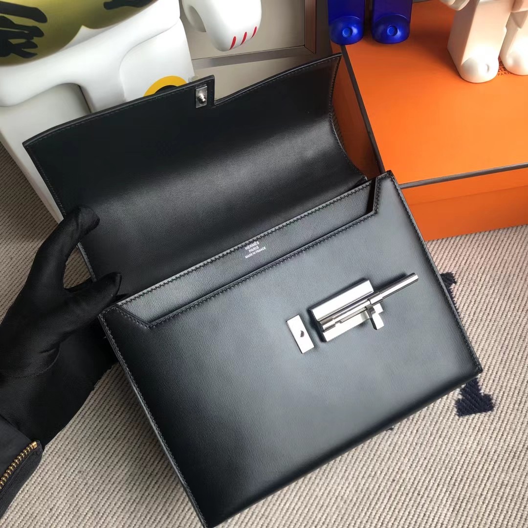 Hermes Verrou 21cm Box calfskin CK89 Noir 黑色 全手工縫製 銀扣