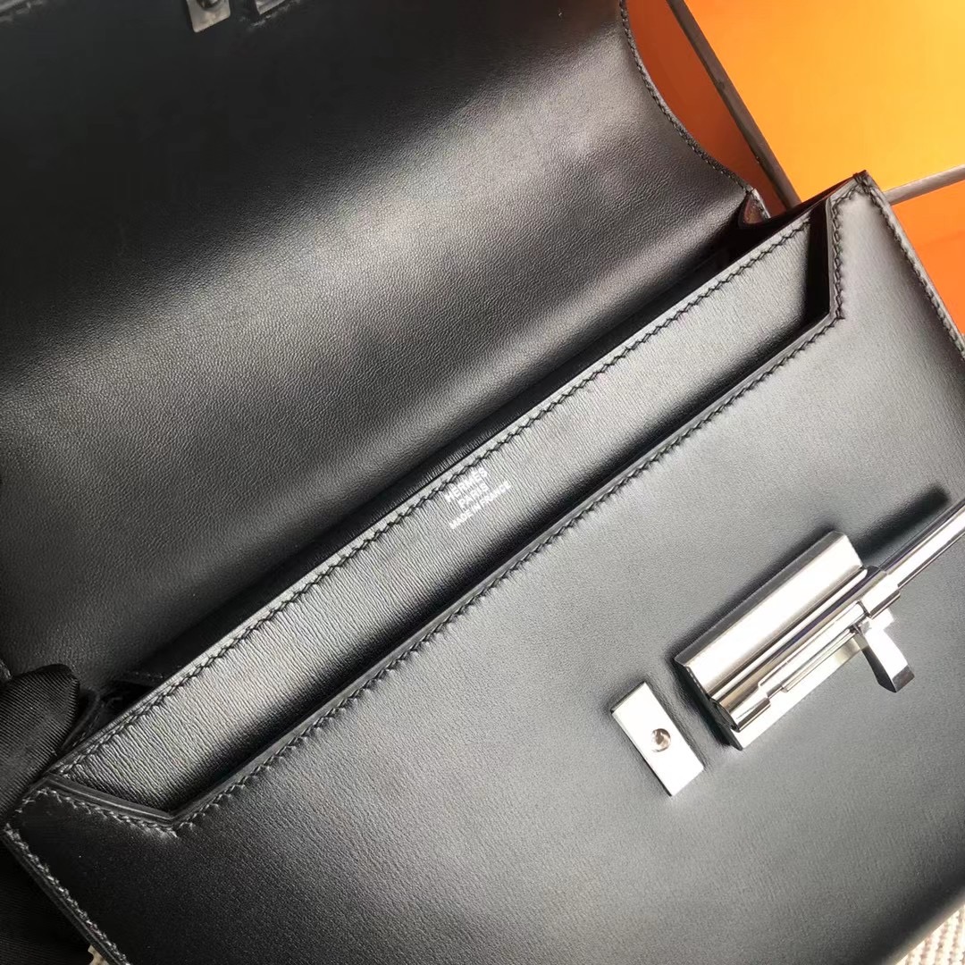 Hermes Verrou 21cm Box calfskin CK89 Noir 黑色 全手工縫製 銀扣