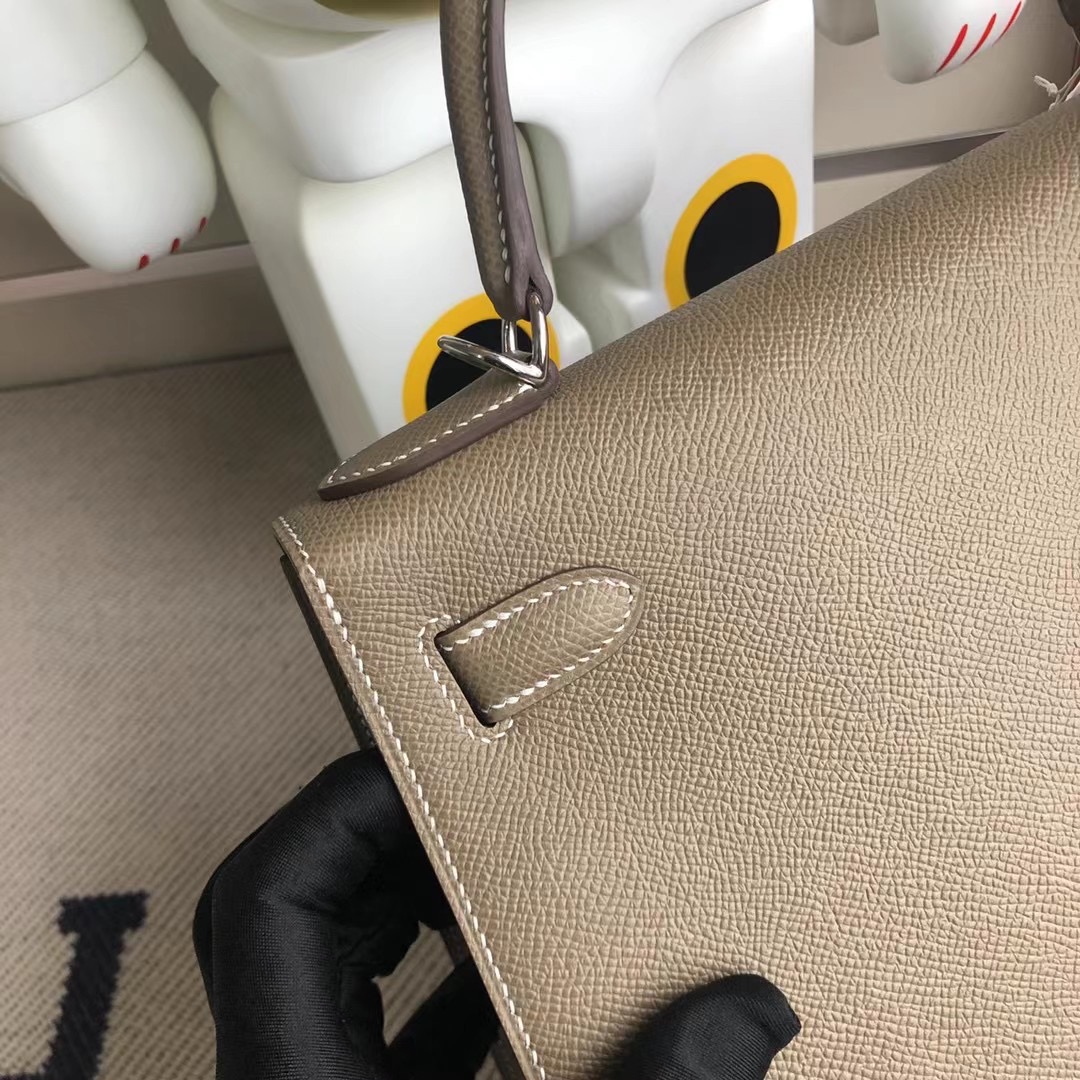 Vancouver Canada Hermes Kelly 28cm Epsom CK18 大象灰 Etoupe 全手工縫製 銀扣