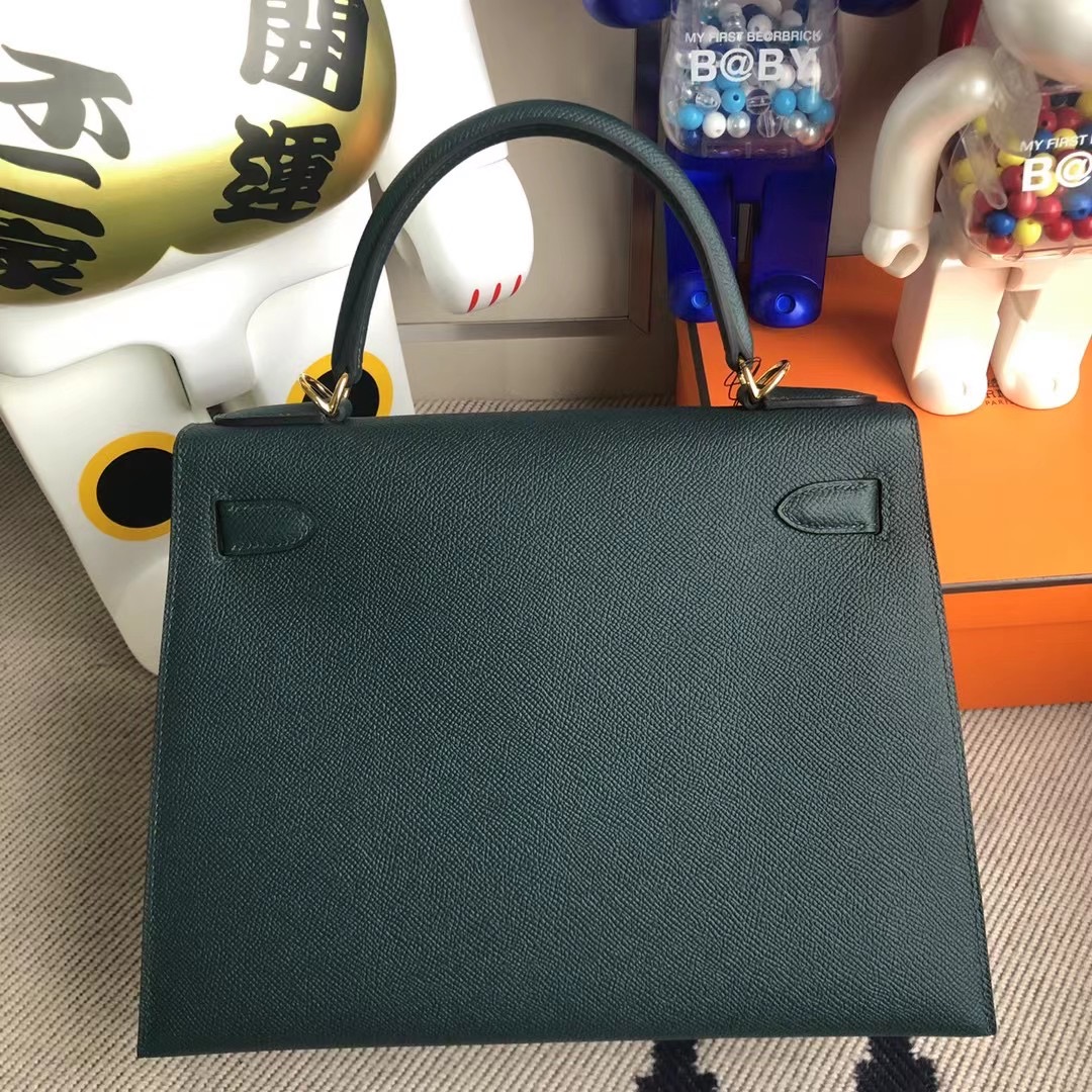 Hermes Kelly 28cm Epsom 6O松柏綠 Vert Cypres 全手工縫製 金扣