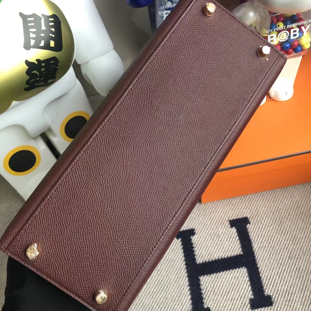 愛馬仕凱莉包價格多少錢 Hermes Kelly 28cm Epsom 57波爾多酒紅 Bordeaux 金扣