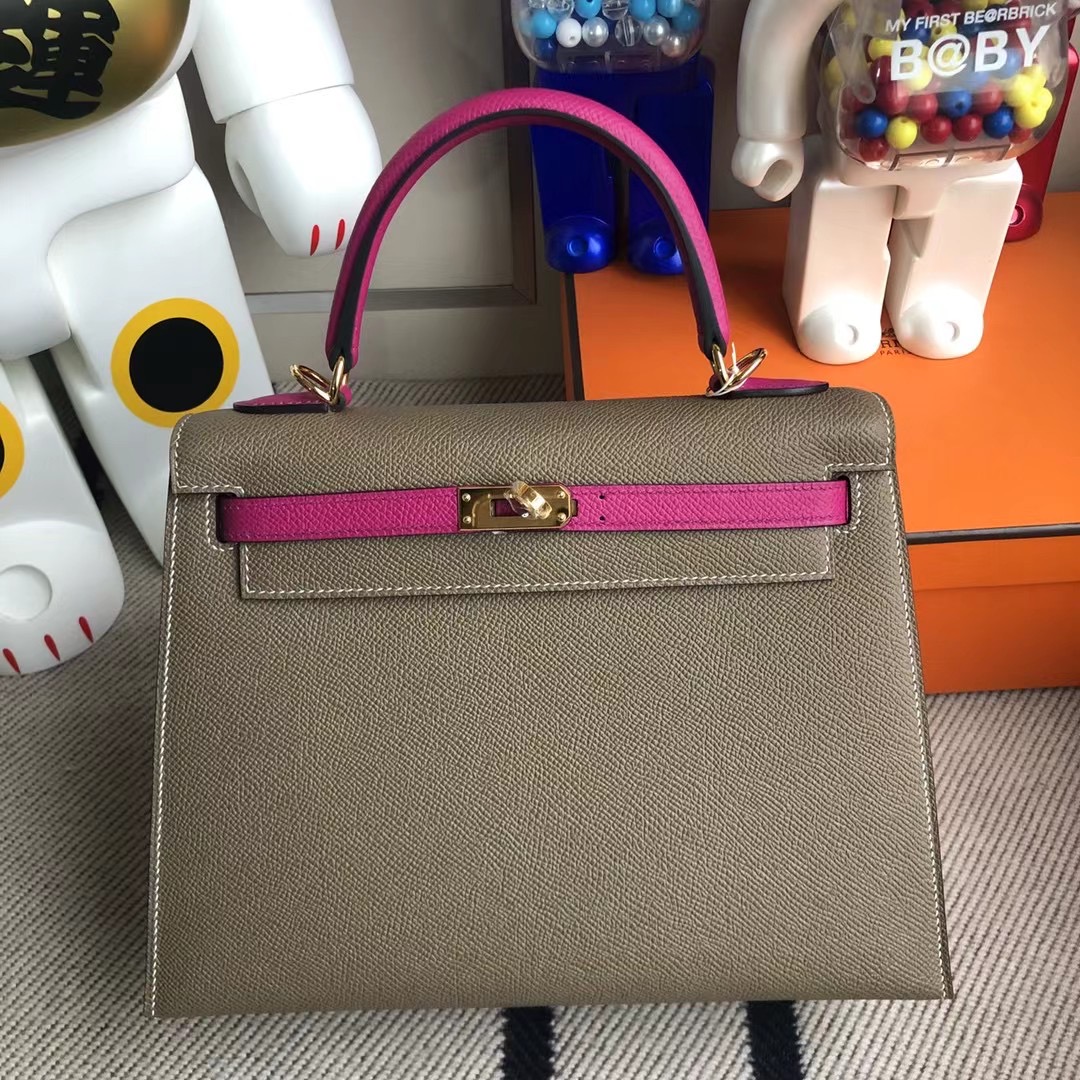 Hermes Kelly 25cm Epsom HSS 18 Etoupe 大象灰 L3 Rose Purple 玫瑰紫 金扣