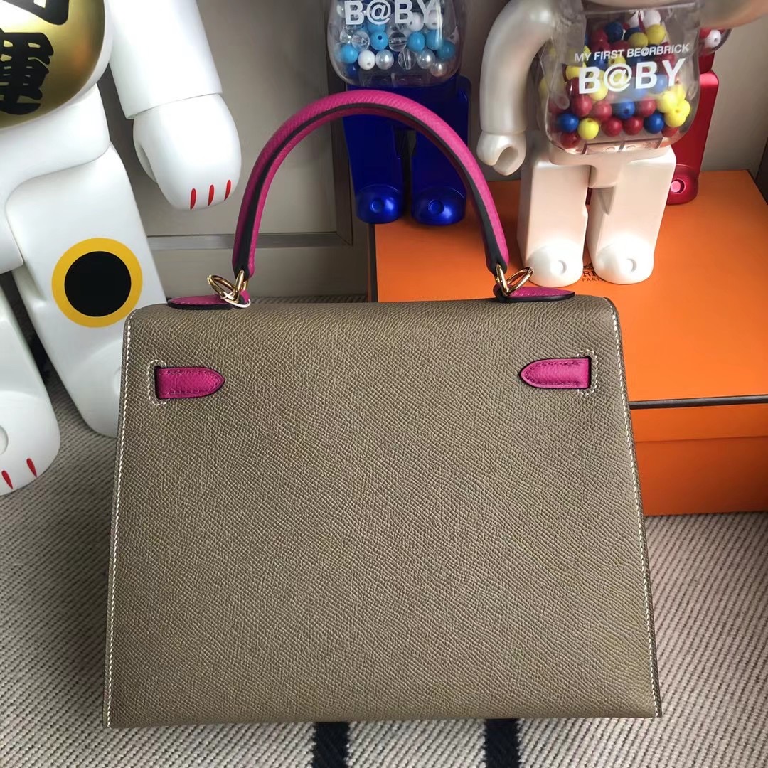 Hermes Kelly 25cm Epsom HSS 18 Etoupe 大象灰 L3 Rose Purple 玫瑰紫 金扣