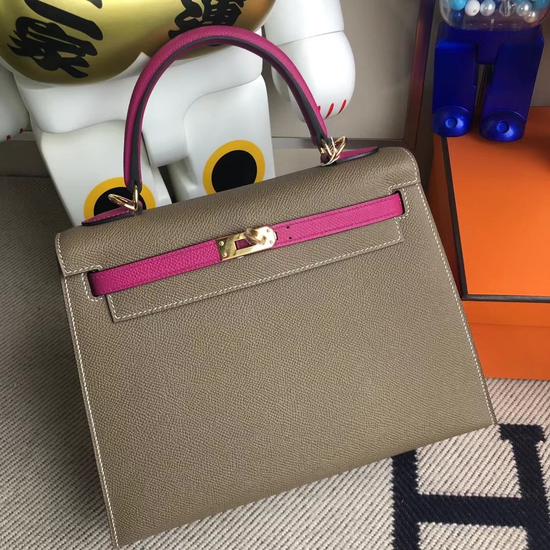 Hermes Kelly 25cm Epsom HSS 18 Etoupe 大象灰 L3 Rose Purple 玫瑰紫 金扣