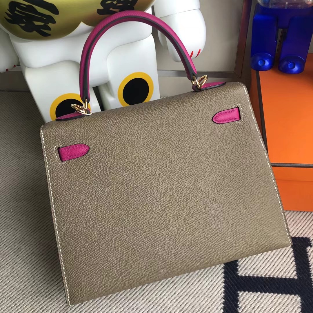 Hermes Kelly 25cm Epsom HSS 18 Etoupe 大象灰 L3 Rose Purple 玫瑰紫 金扣