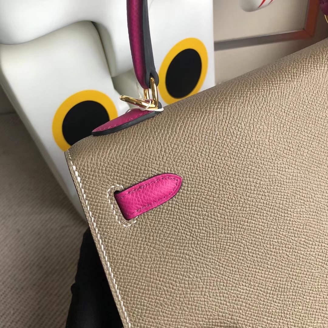 Hermes Kelly 25cm Epsom HSS 18 Etoupe 大象灰 L3 Rose Purple 玫瑰紫 金扣