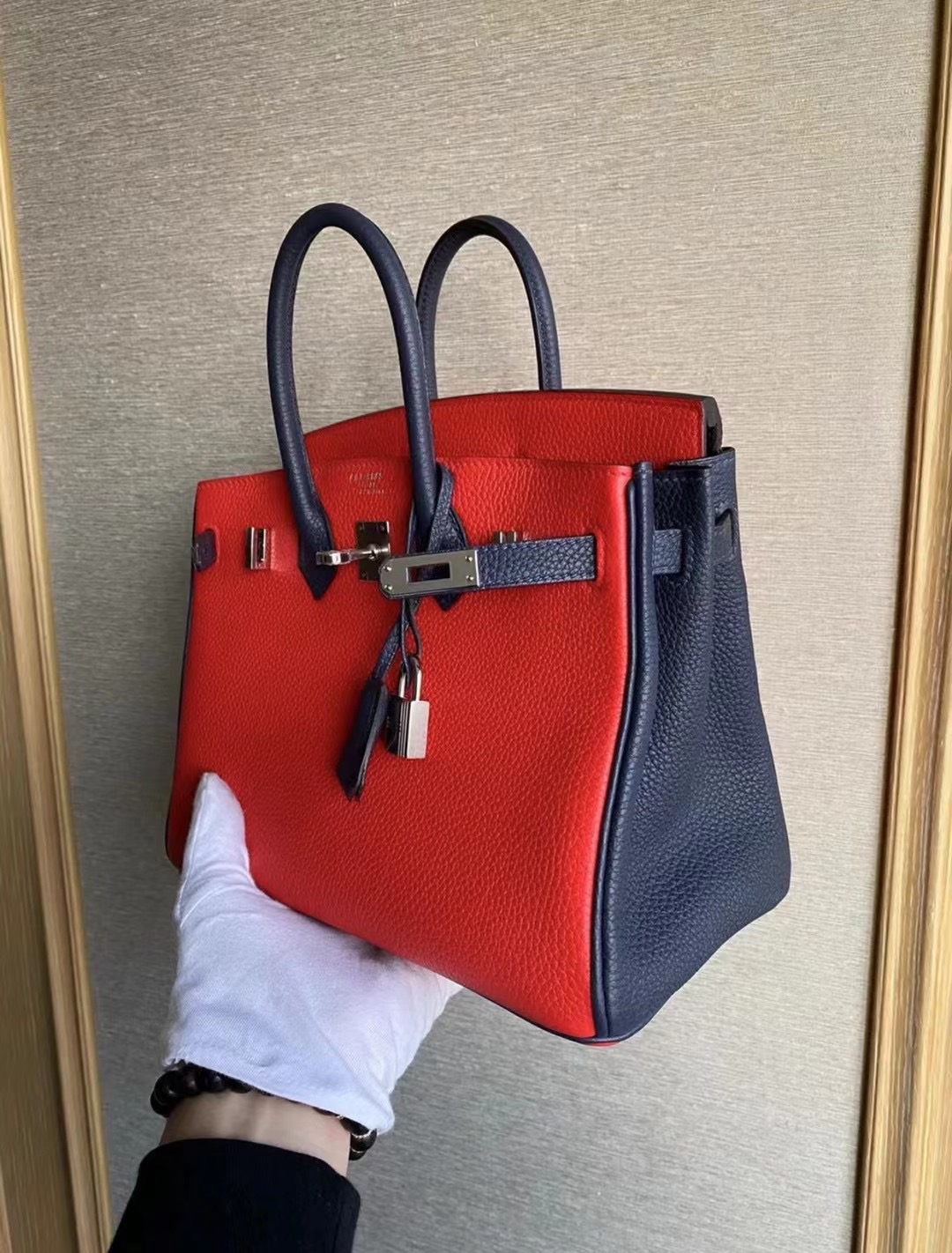 Hermes Birkin 25cm Togo S3 Rose de coeur 心紅色/2Z Blue Nuit 午夜藍 銀扣