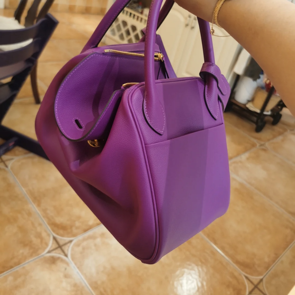 USA Hermes Lindy 26cm Evercolor CCP9 Anemone 海葵紫 金扣 全手工縫製