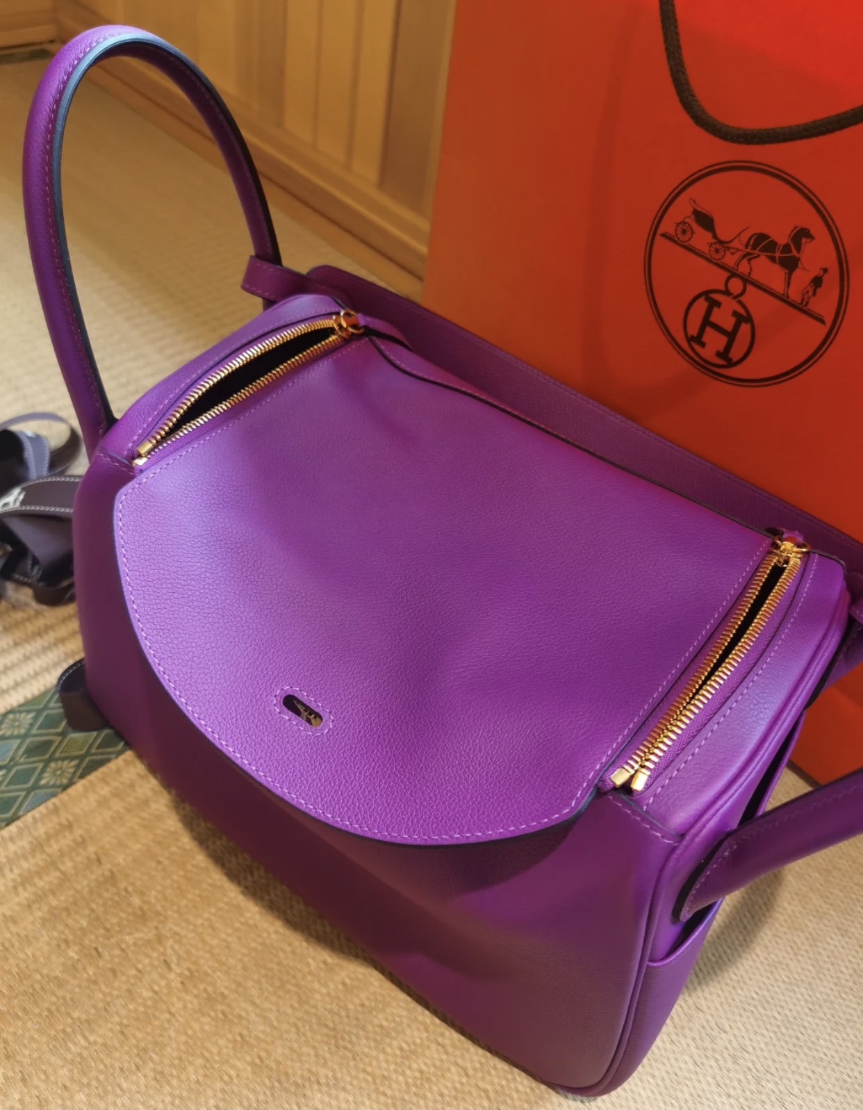 USA Hermes Lindy 26cm Evercolor CCP9 Anemone 海葵紫 金扣 全手工縫製