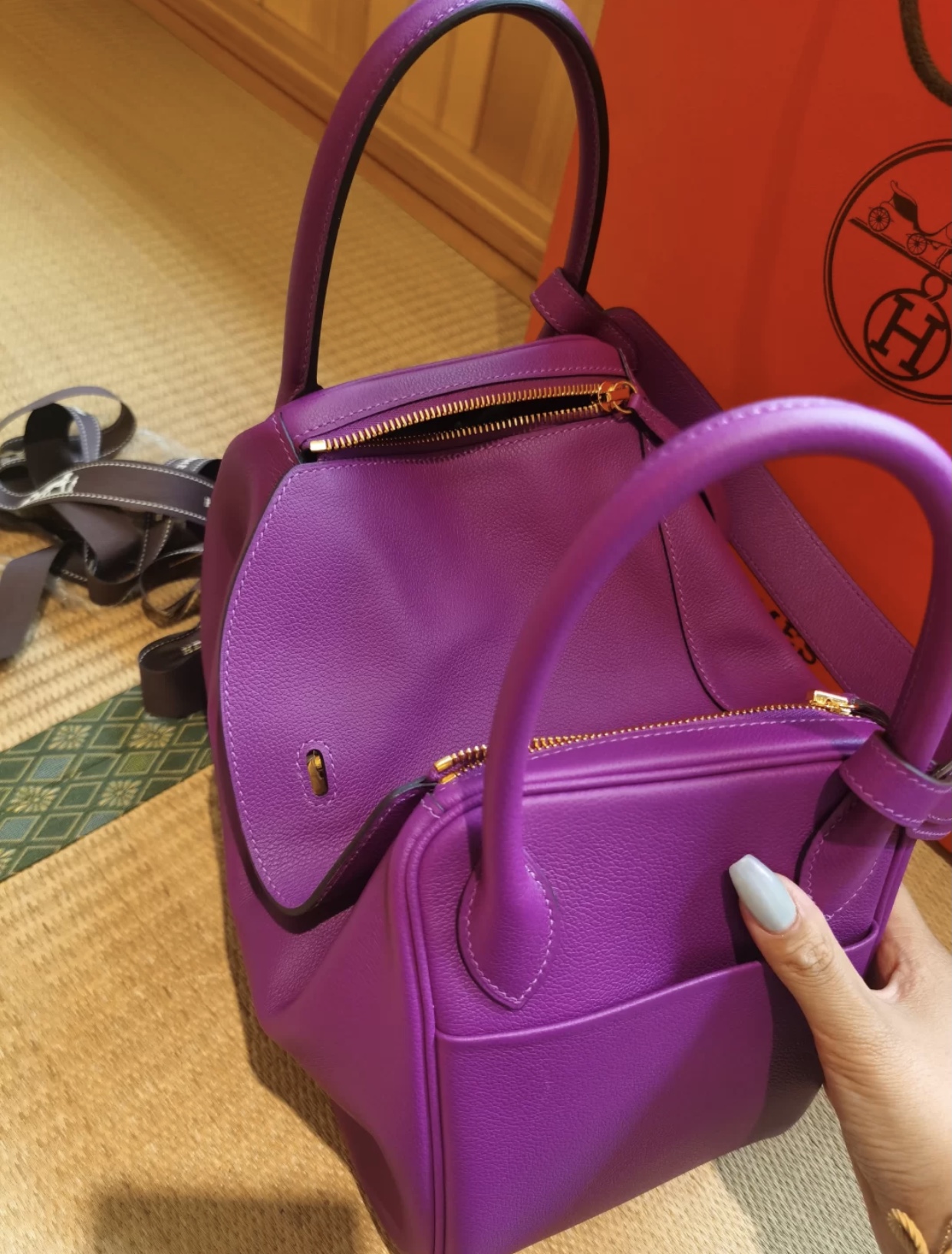 USA Hermes Lindy 26cm Evercolor CCP9 Anemone 海葵紫 金扣 全手工縫製